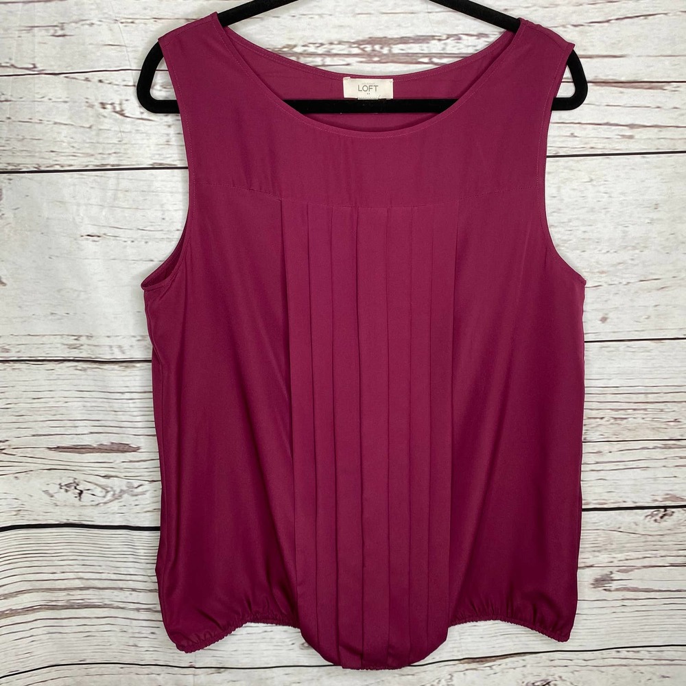 LOFT Large Maroon Sleeveless Blouse
